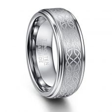 Men's 100% tungsten carbide ring with geometric lines
